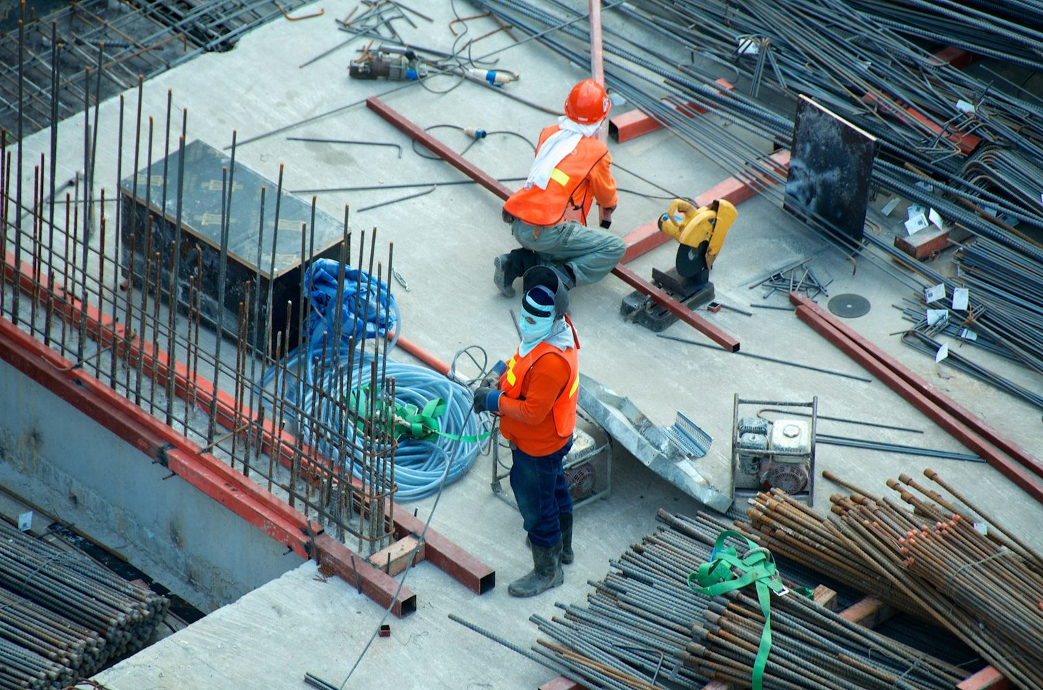 Field crew working on a construction slab